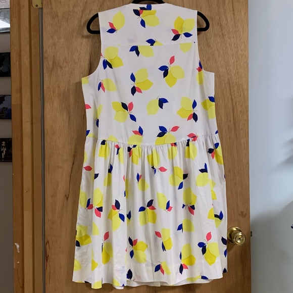 KATE SPADE Lemon Zest Cotton SHIRT DRESS Pockets Hidden Button Summer Sleeveless - Picture 5 of 10